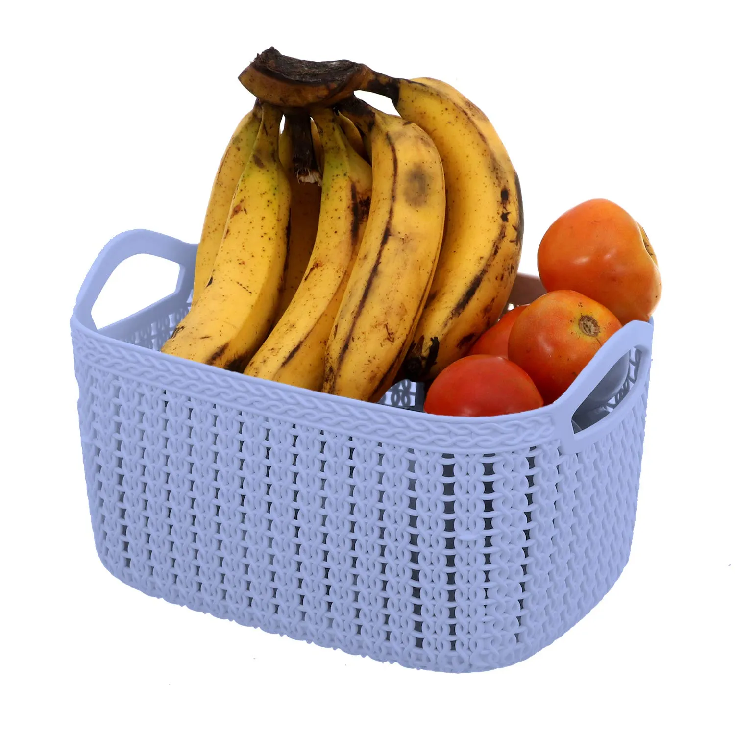 Kuber Industries Unbreakable Plastic 2 Pieces Multipurpose Large and Medium Size Flexible Storage Baskets/Fruit Vegetable Bathroom Stationary Home Basket with Handles (Grey) -CTKTC39349