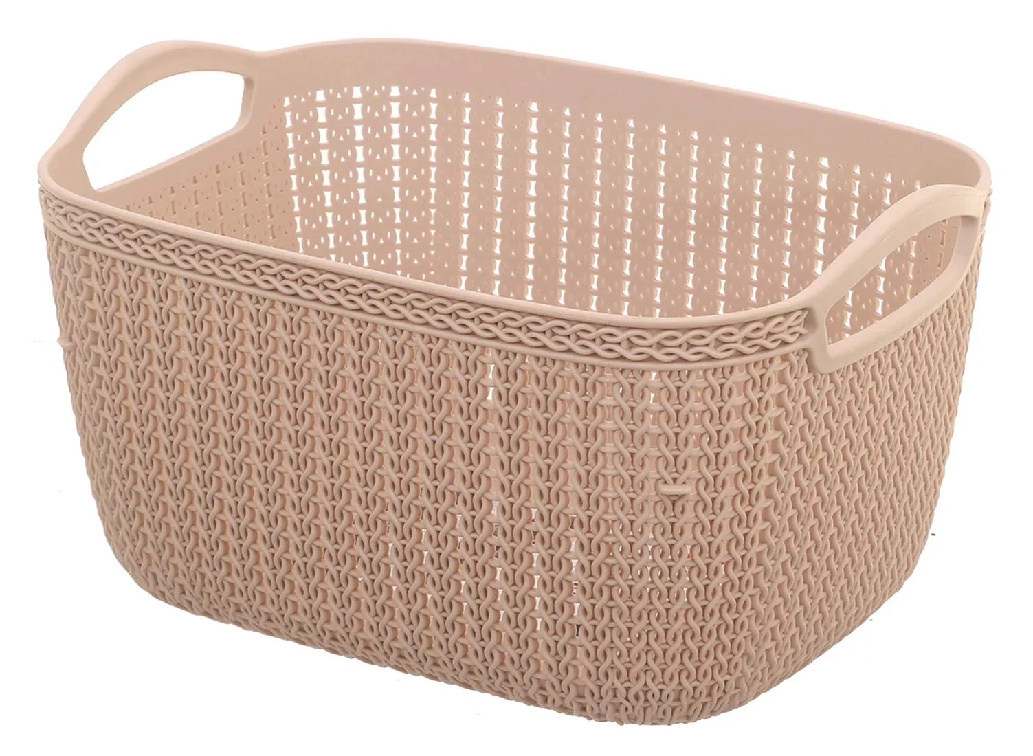 Kuber Industries Unbreakable Plastic 3 Pieces Multipurpose Large Size Flexible Storage Baskets/Fruit Vegetable Bathroom Stationary Home Basket with Handles (Peach & Brown & Cream) -CTKTC37854