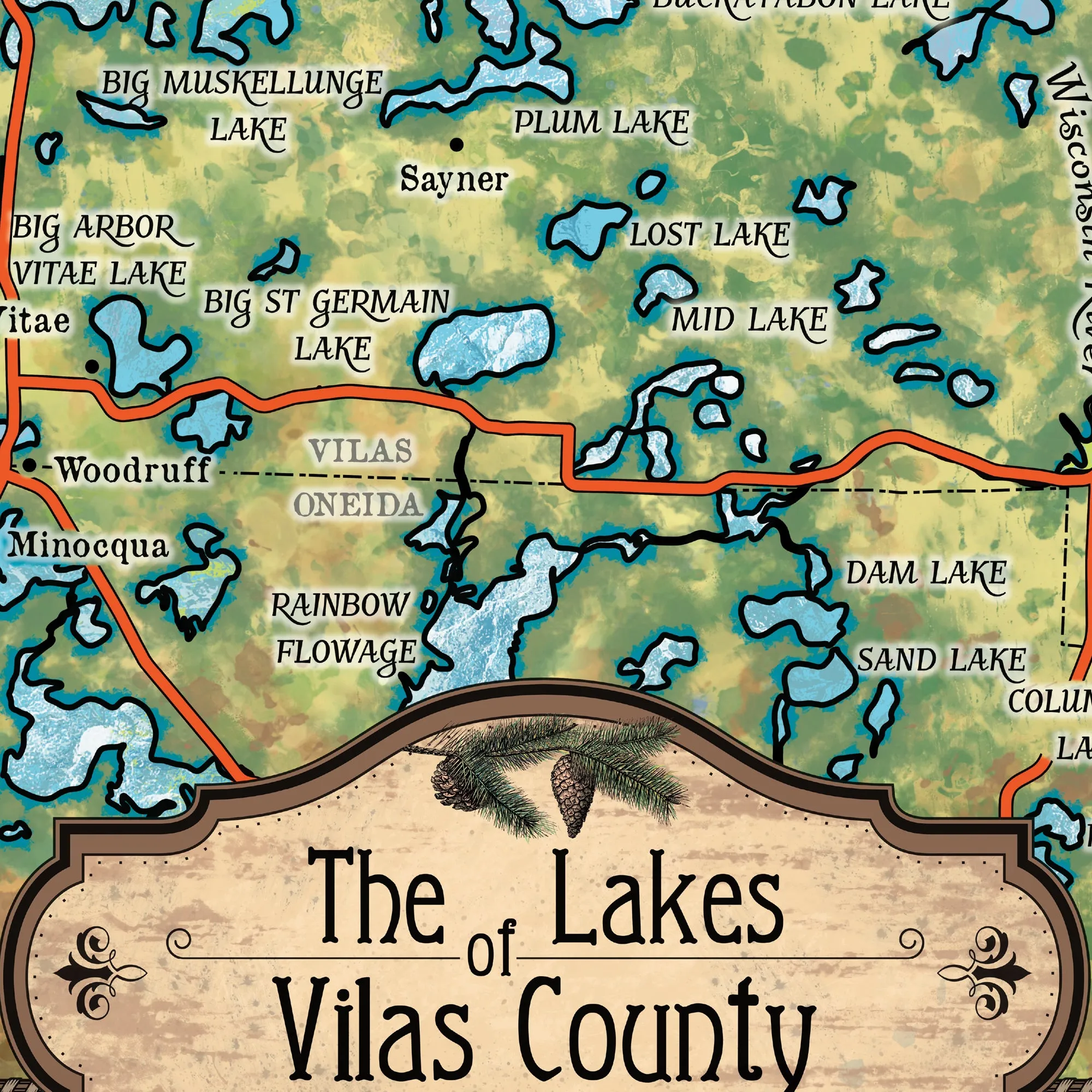 Lakes Of Vilas County Wisconsin Historic Map Art Throw Blanket Polar/ Silky/ Sherpa Fleece Vintage Blanket For Bed Sofa Couch Travel & Gift