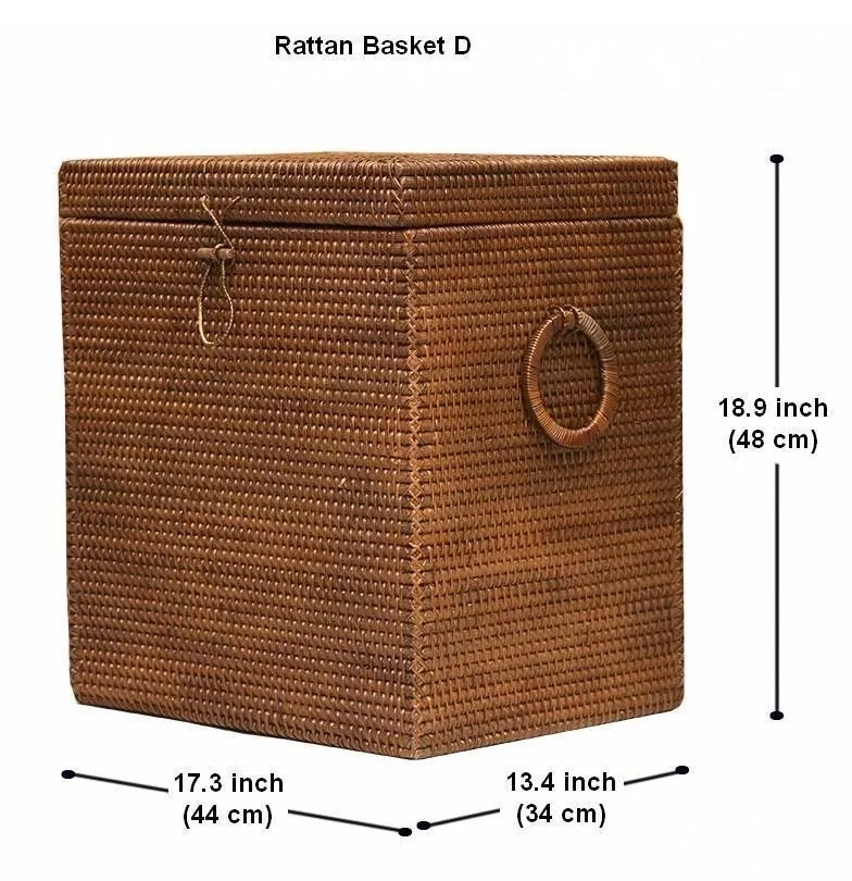 Large Storage Baskets for Bathroom, Rectangular Storage Baskets, Rattan Storage Baskets, Laundry Storage Baskets, Storage Baskets for Clothes