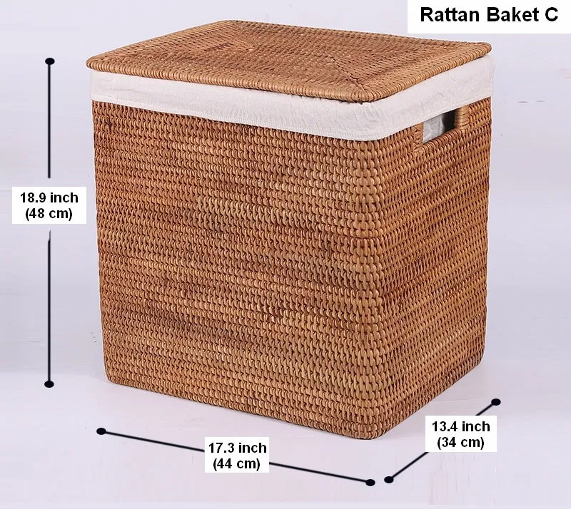 Large Storage Baskets for Bathroom, Rectangular Storage Baskets, Rattan Storage Baskets, Laundry Storage Baskets, Storage Baskets for Clothes