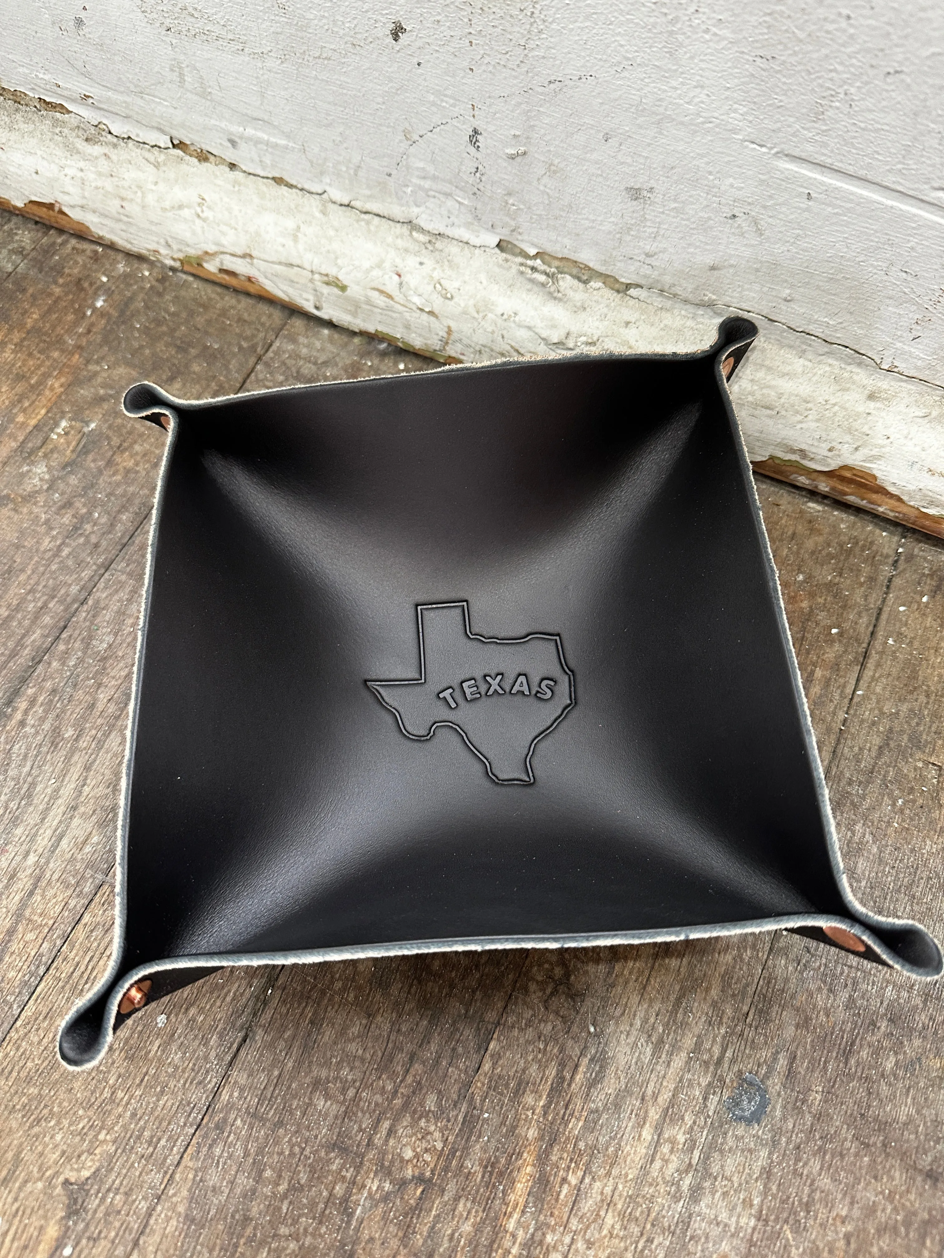 Leather Valet Tray | TX Outline | Manready Mercantile