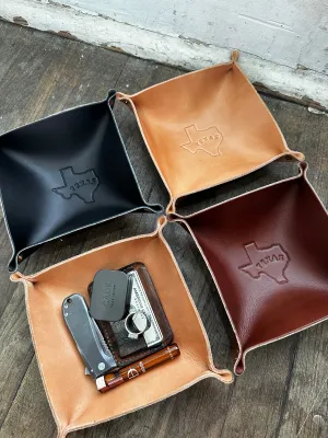 Leather Valet Tray | TX Outline | Manready Mercantile