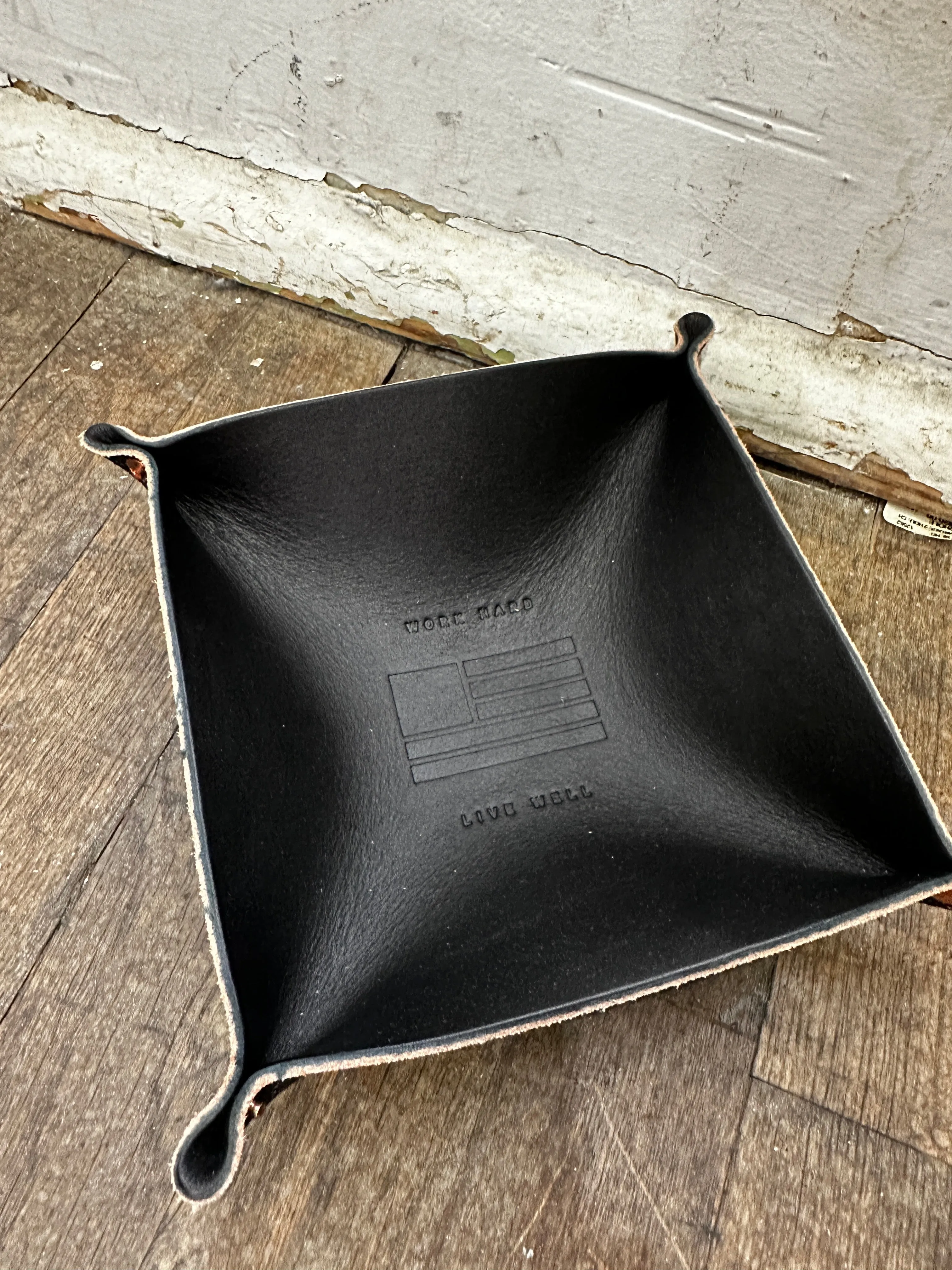 Leather Valet Tray | Work Hard Live Well | Manready Mercantile