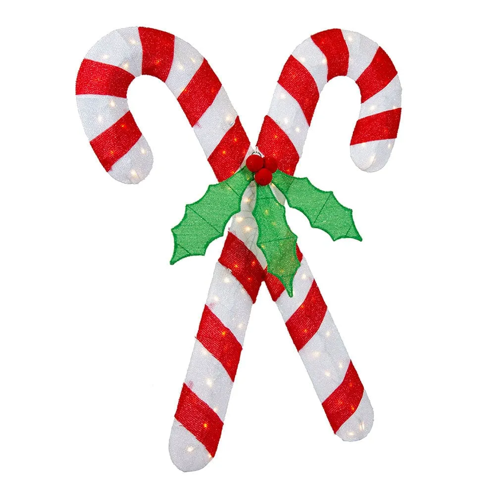 LED Tinsel Cross Candy Cane Asst (120cm)