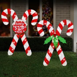 LED Tinsel Cross Candy Cane Asst (120cm)