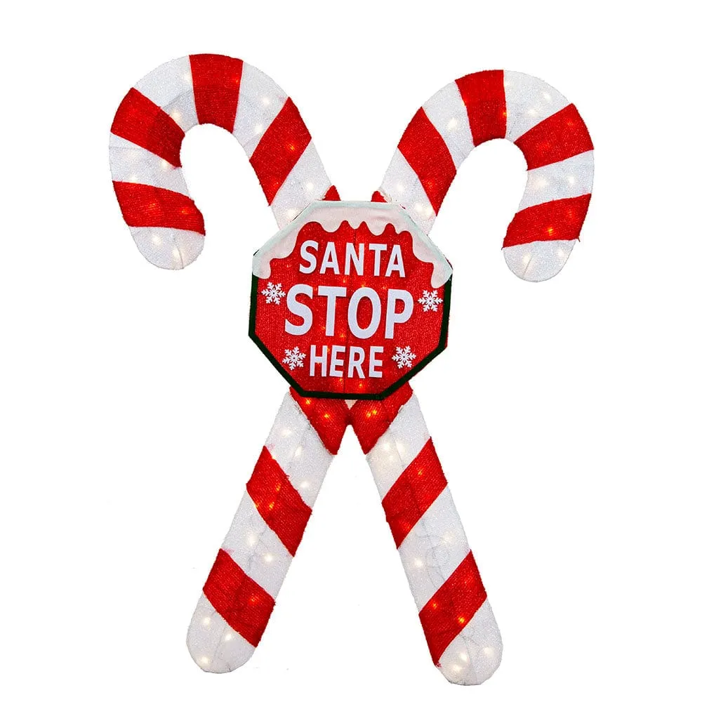 LED Tinsel Cross Candy Cane Asst (120cm)