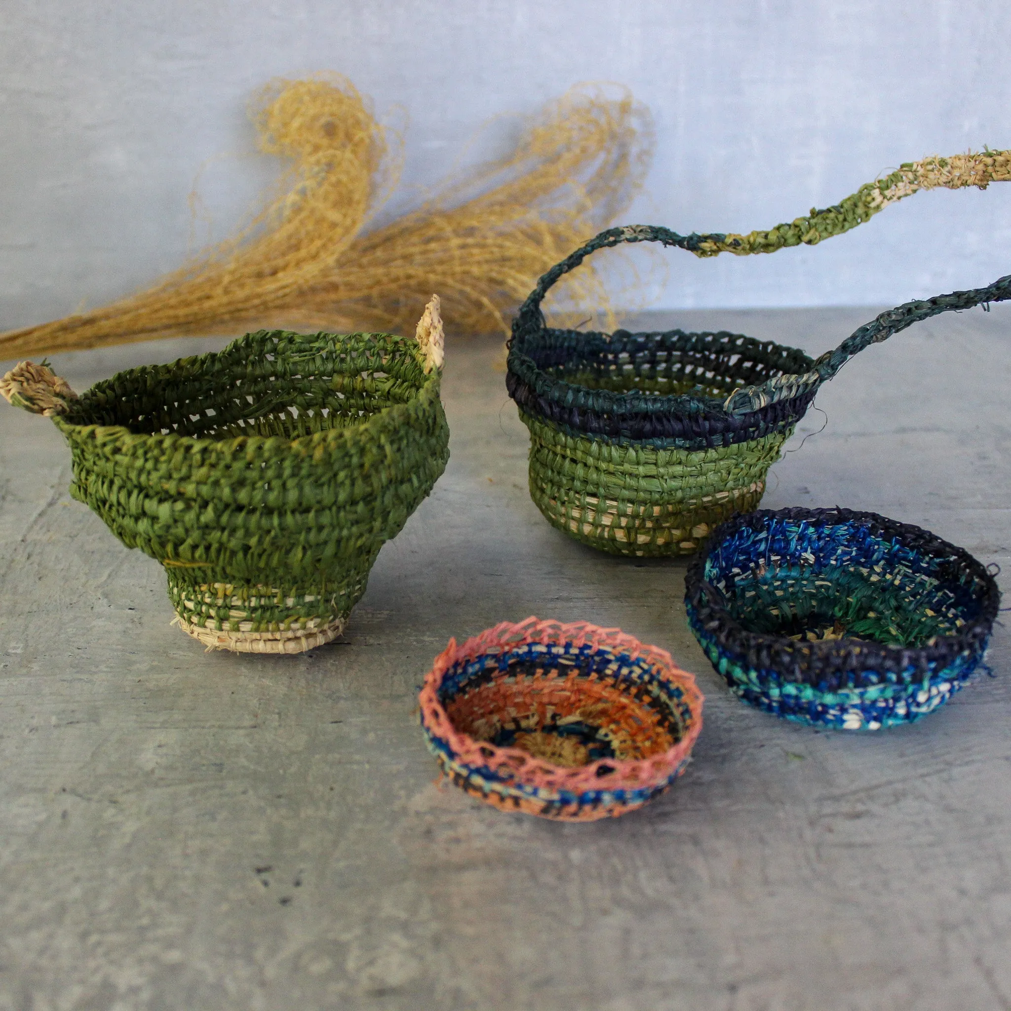 Little Handwoven Raffia Baskets