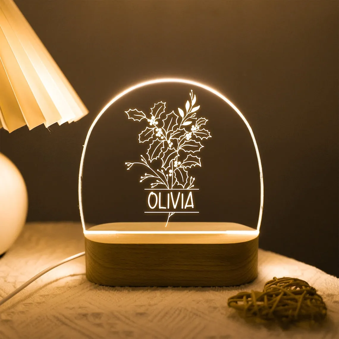 Loforay™ Birth Month Flower Name Night Light