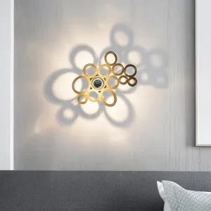 Modern Coffee Bubble Ring Sconce Light - Wood Wall Lighting for Living Room