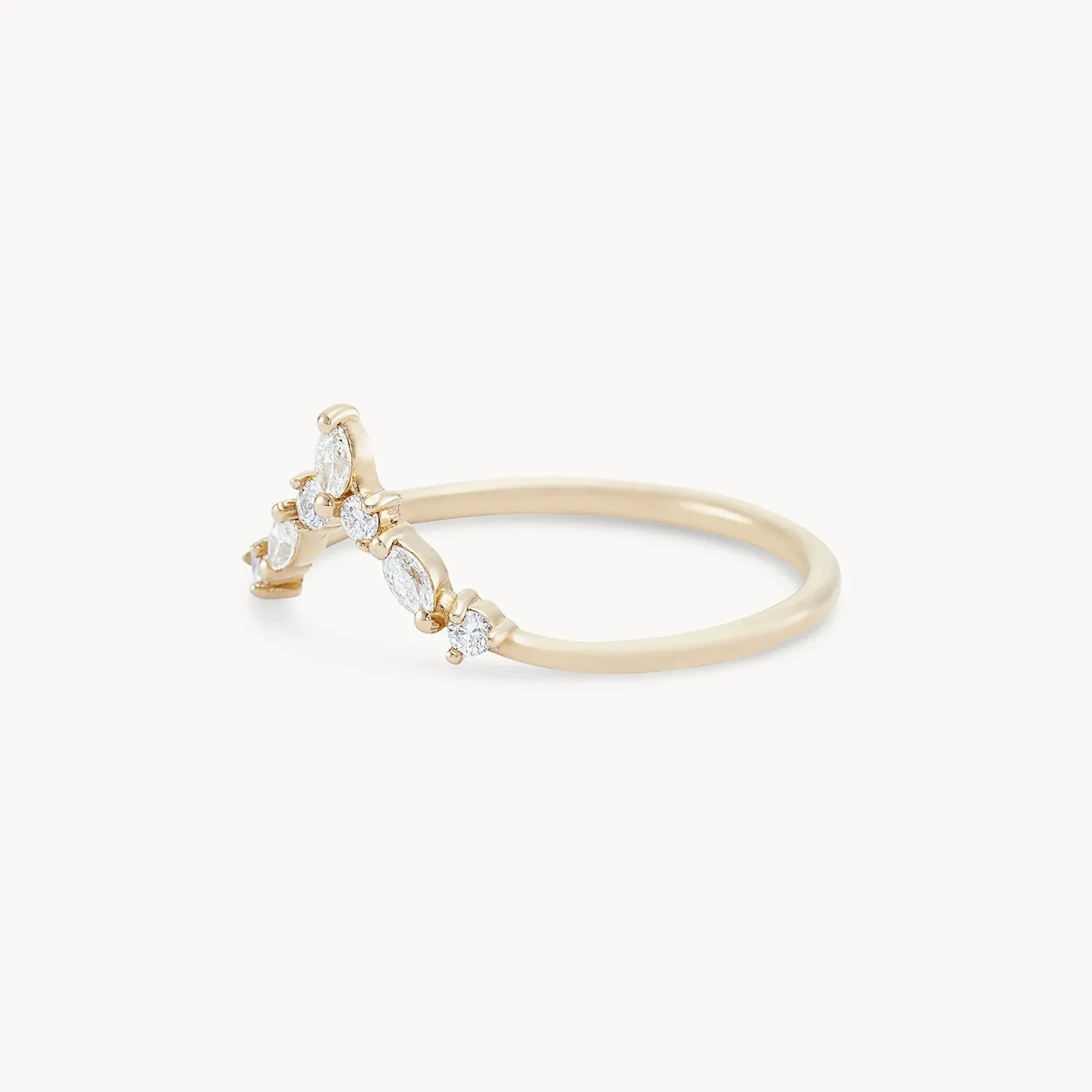 Moonbow ring - 14k yellow gold, white diamond