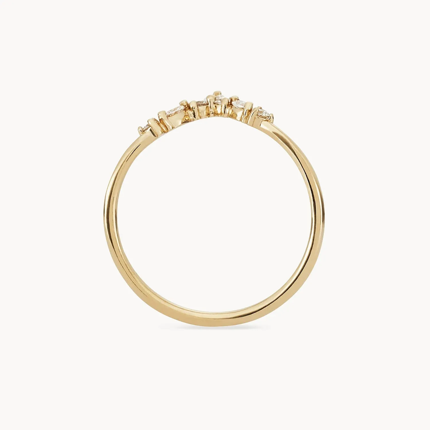 Moonbow ring - 14k yellow gold, white diamond