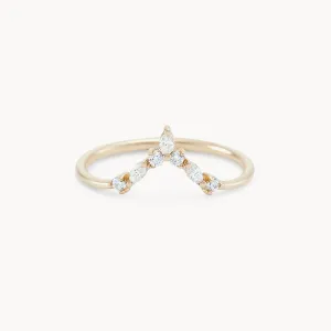 Moonbow ring - 14k yellow gold, white diamond