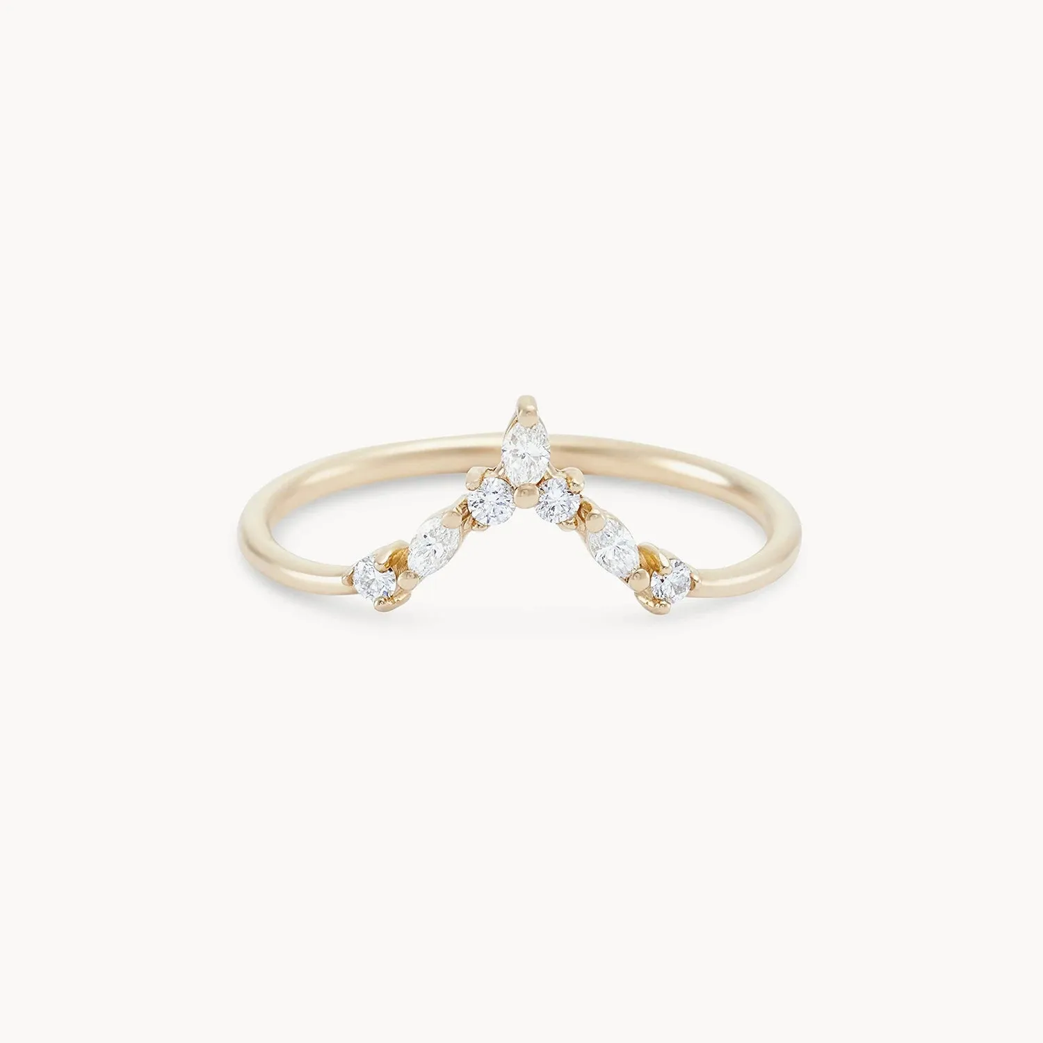 Moonbow ring - 14k yellow gold, white diamond