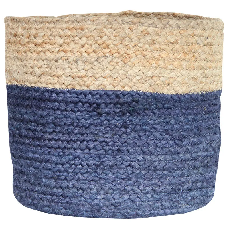 NAVY / NATURAL JUTE BASKET - LARGE