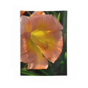 Peach and Yellow Flower Indoor Wall Tapestries