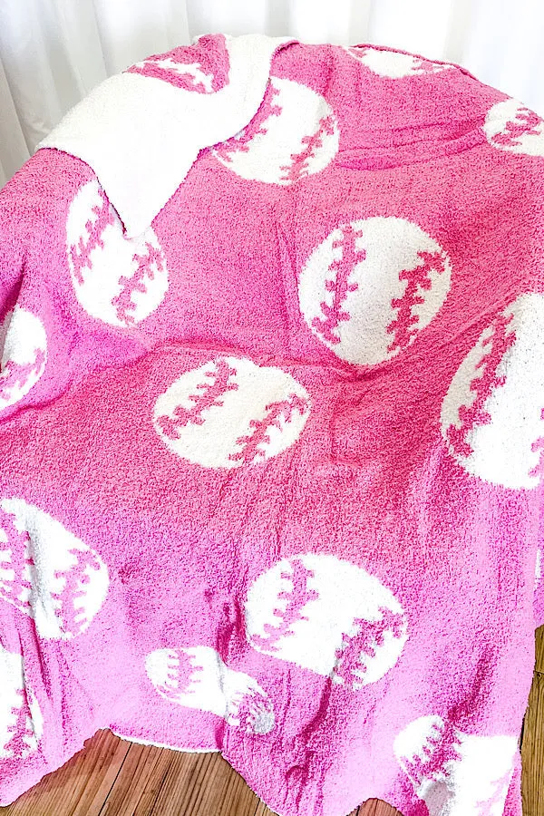 Pink Baseball Luxury Blanket