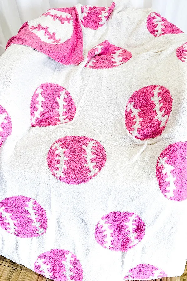 Pink Baseball Luxury Blanket