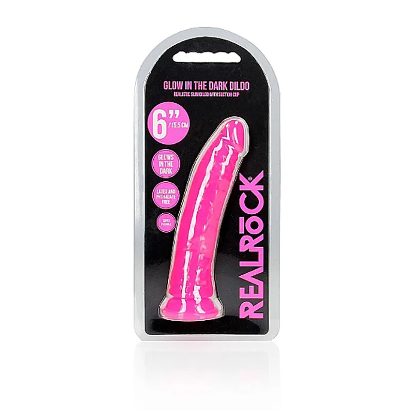 REALROCK 15.5 cm Slim Glow in the Dark Neon - (6'') Dong