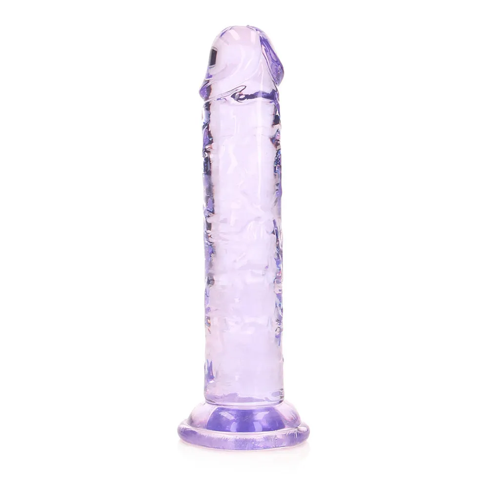 Realrock Crystal Clear Straight Realistic Dildo With Suction Cup 6&#39;&#39; Purple