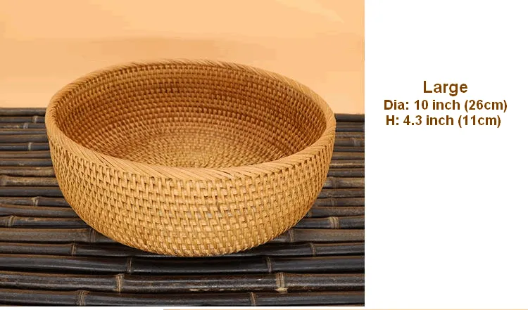 Round Stoarge Basket, Storage Basket for Food, Small Storage Baskets, Woven Storage Baskets, Rattan Storage Baskets, Kitchen Storage Baskets