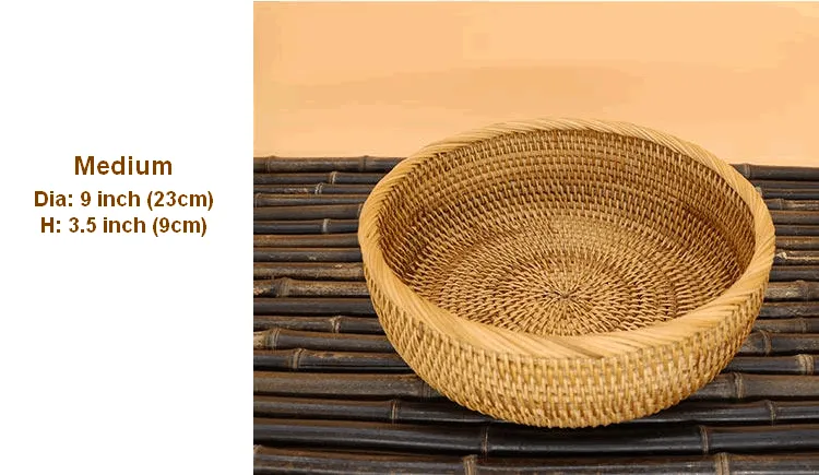 Round Stoarge Basket, Storage Basket for Food, Small Storage Baskets, Woven Storage Baskets, Rattan Storage Baskets, Kitchen Storage Baskets