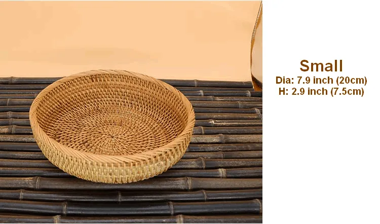 Round Stoarge Basket, Storage Basket for Food, Small Storage Baskets, Woven Storage Baskets, Rattan Storage Baskets, Kitchen Storage Baskets