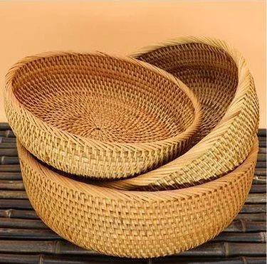 Round Stoarge Basket, Storage Basket for Food, Small Storage Baskets, Woven Storage Baskets, Rattan Storage Baskets, Kitchen Storage Baskets