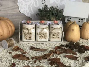 Shabby Chic Set Of Three Storage Jars