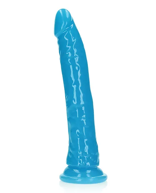 Shots RealRock 9" Slim Dildo Glow in the Dark - Neon Blue