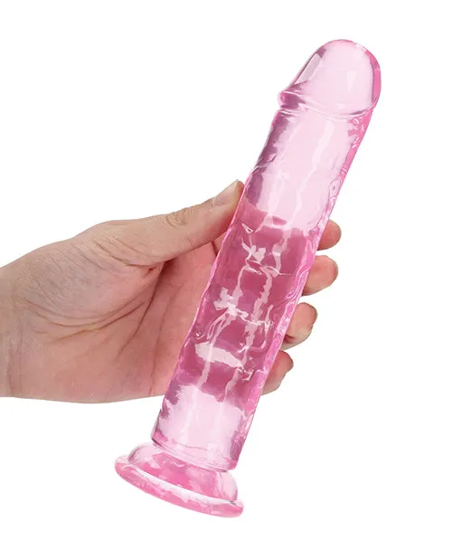 Shots RealRock Crystal Clear 8" Straight Dildo w/Suction Cup - Pink