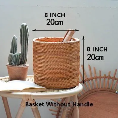 Small Rattan Storage Basket, Round Storage Basket, Woven Storage Basket, Kitchen Storage Baskets