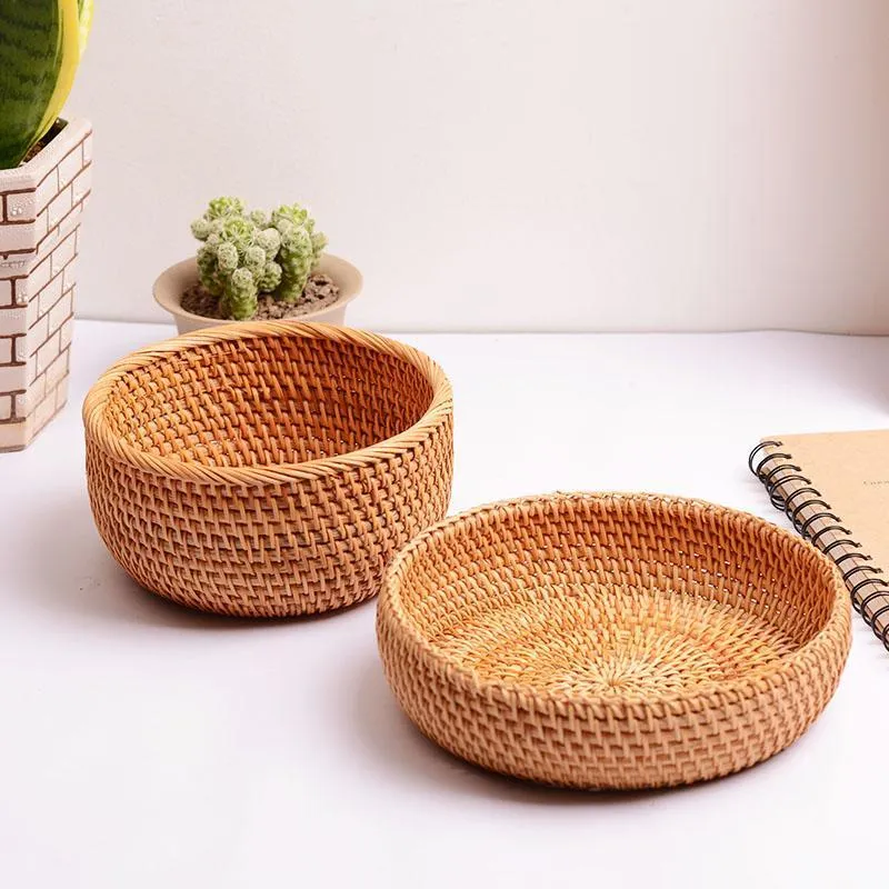 Small Storage Basket, Round Storage Basket, Woven Storage Baskets for Kitchen, Storage Basket for Dining Room