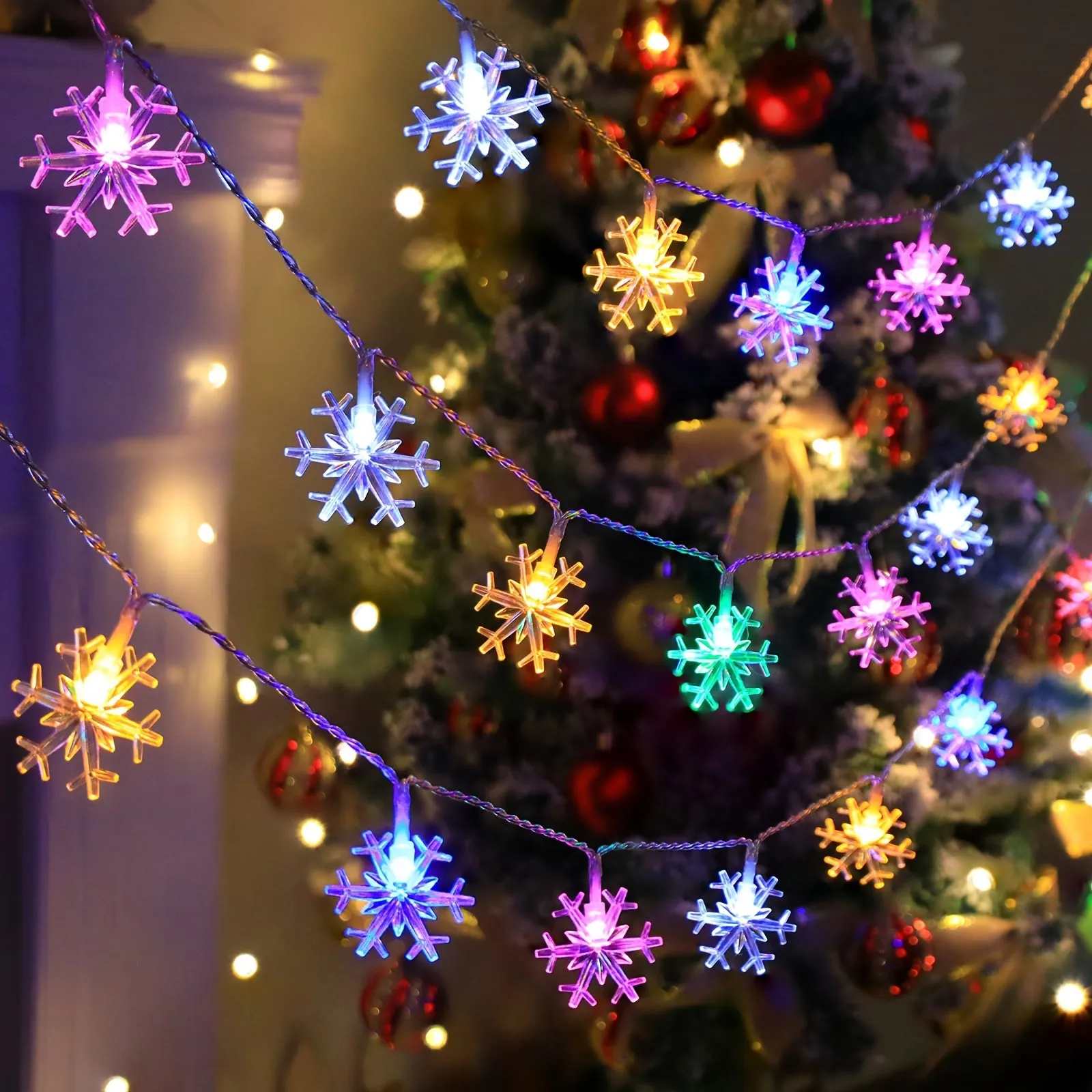 Snowflake String Lights for Living Room Bedroom and Parties