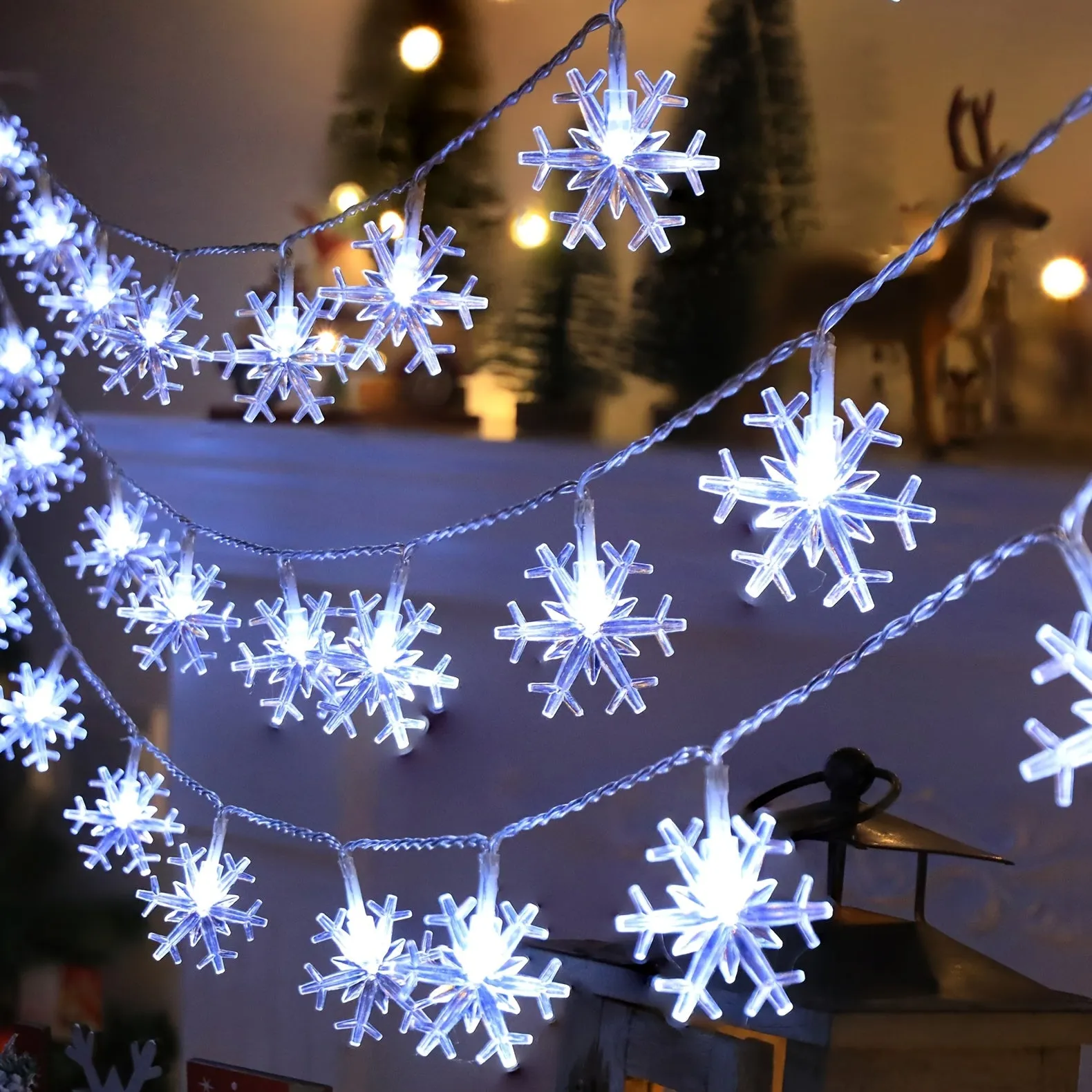 Snowflake String Lights for Living Room Bedroom and Parties