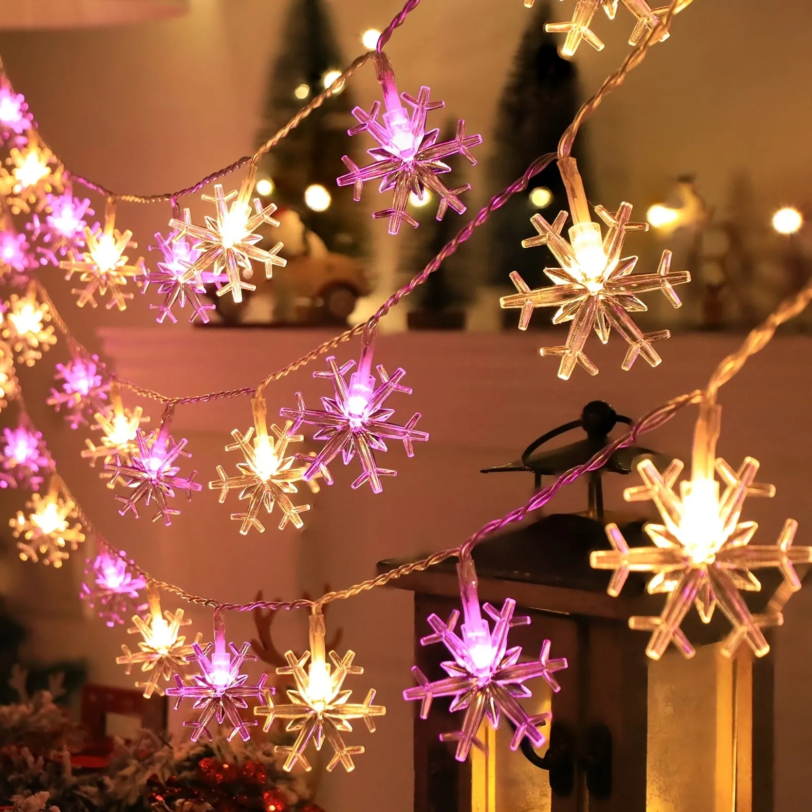 Snowflake String Lights for Living Room Bedroom and Parties