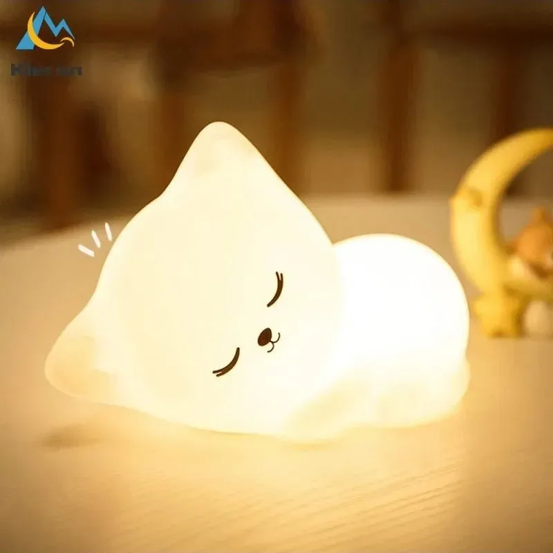 Soft Silicone Cat LED USB Rechargeable Night Light