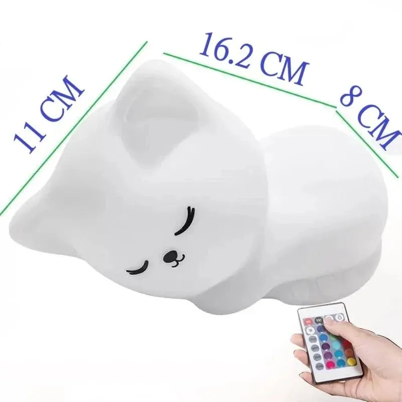 Soft Silicone Cat LED USB Rechargeable Night Light