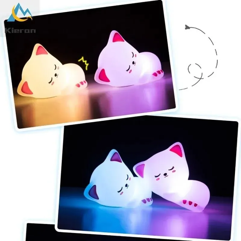 Soft Silicone Cat LED USB Rechargeable Night Light