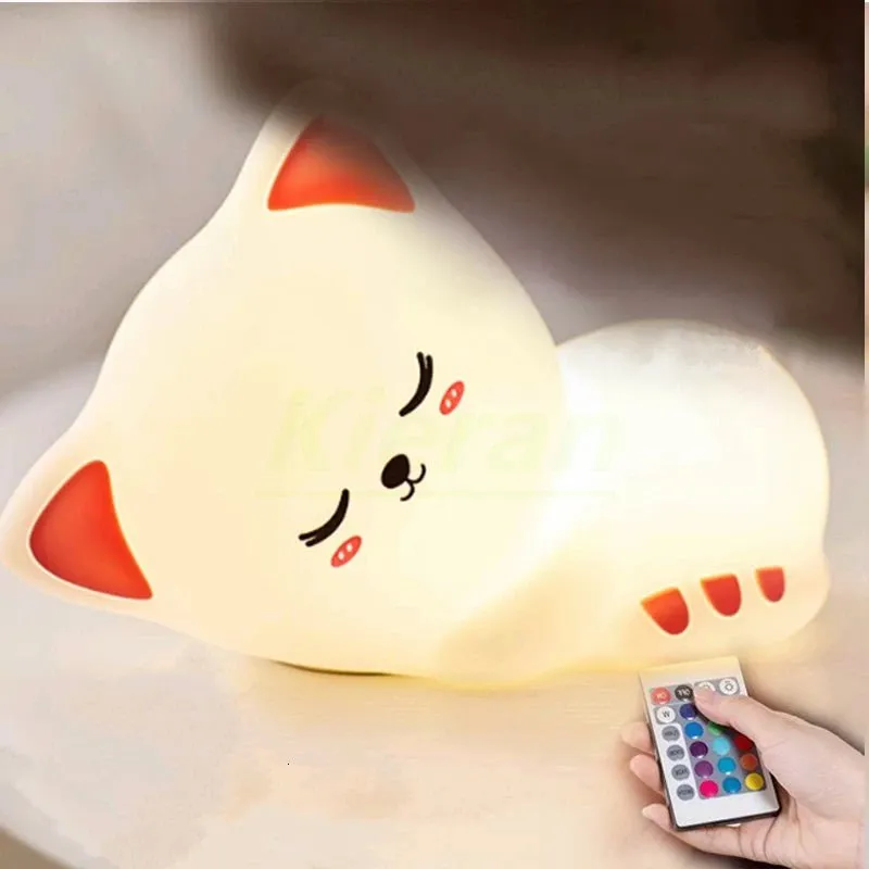 Soft Silicone Cat LED USB Rechargeable Night Light