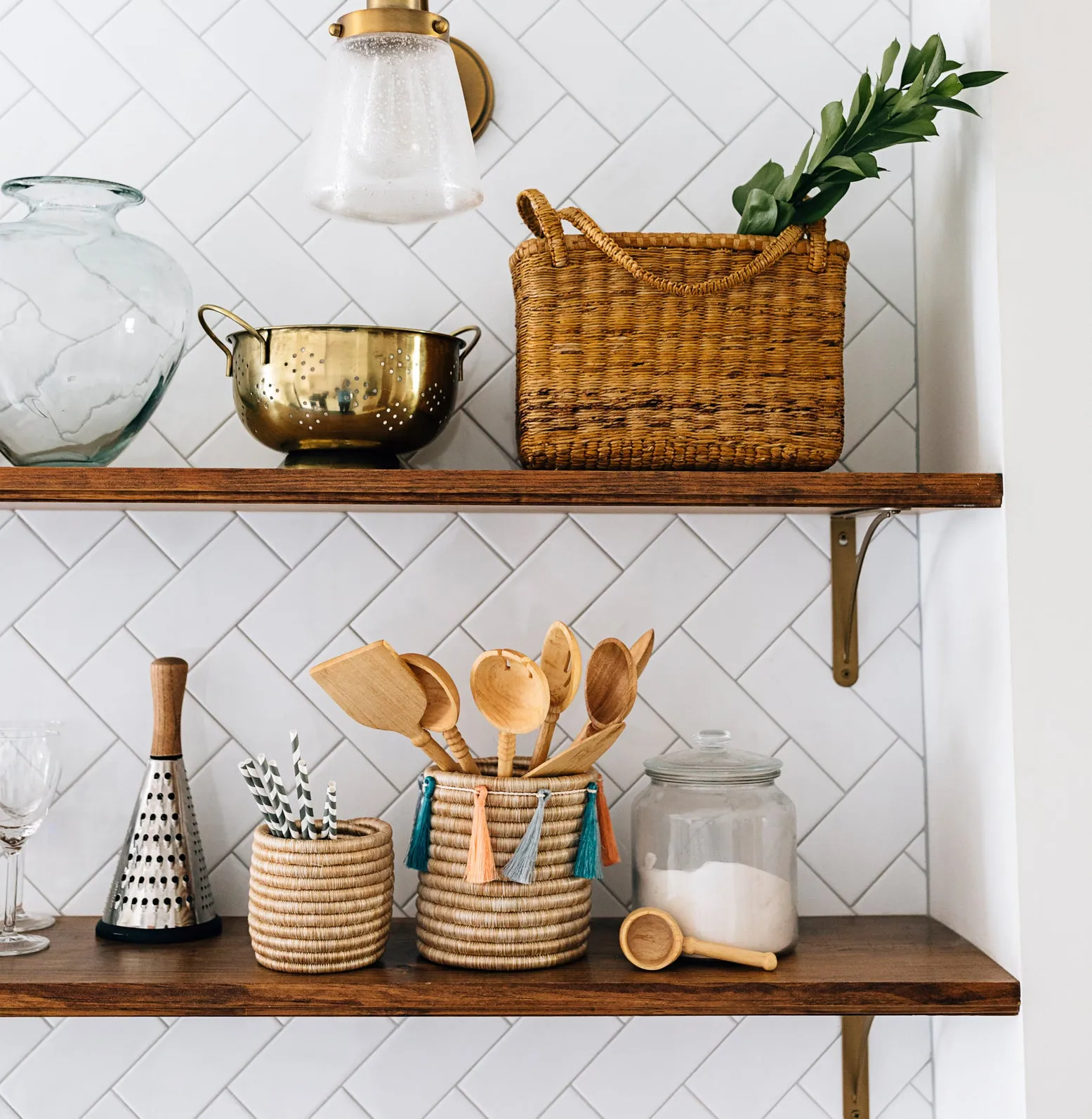 Sutton Woven Storage Basket and Joyful Tassel Set