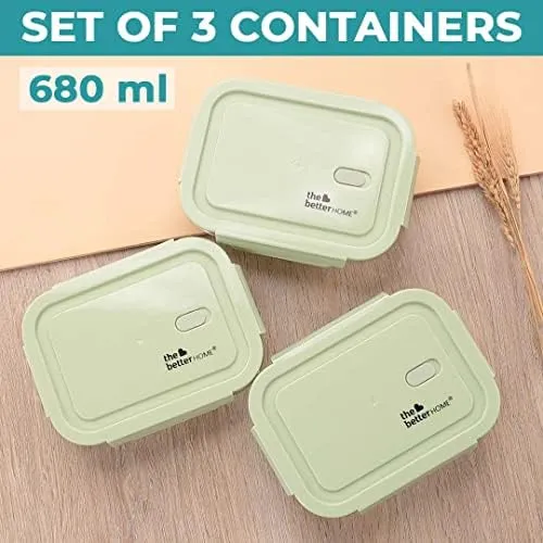 The Better Home Food Containers (Pack of 3) Green | Food Storage For Kitchen & SAVYA HOME 2.5mm Triply Tope with SS Lid 0.4mm Thick|Pack & Store Combo