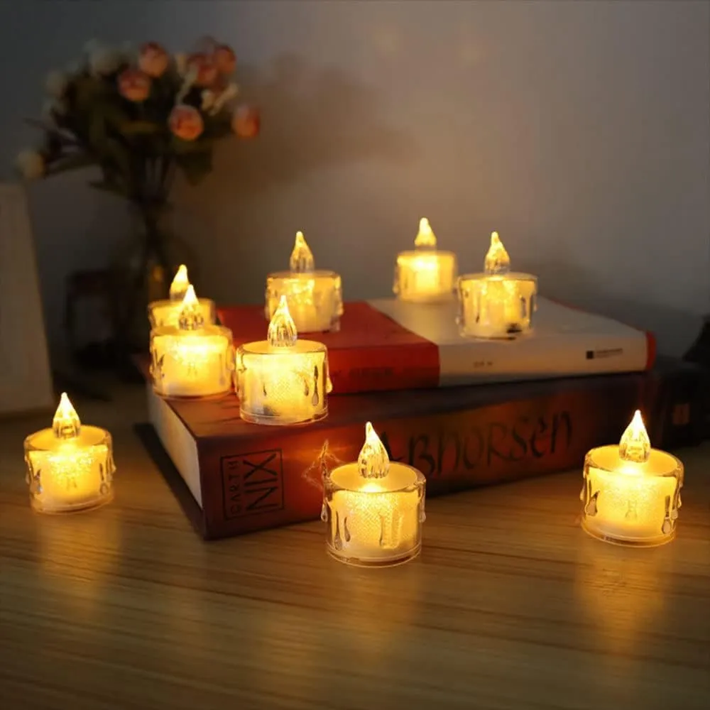 The Decor Affair 24 Pcs Flameless Electric Candles: Craft Unforgettable Evenings with The Mesmerizing Flicker of Tea Lights, Providing a Truly Realistic Candlelight