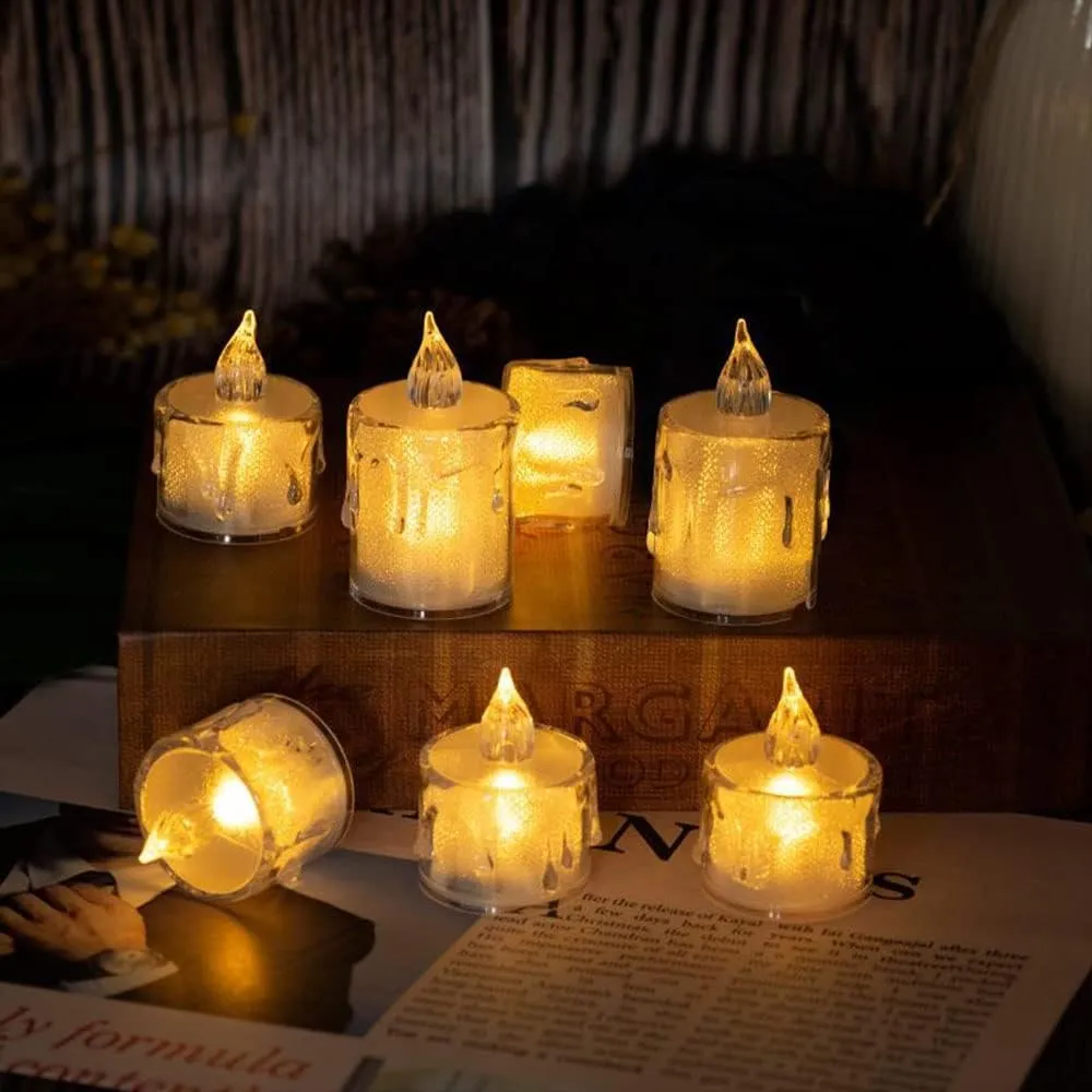 The Decor Affair 24 Pcs Flameless Electric Candles: Craft Unforgettable Evenings with The Mesmerizing Flicker of Tea Lights, Providing a Truly Realistic Candlelight