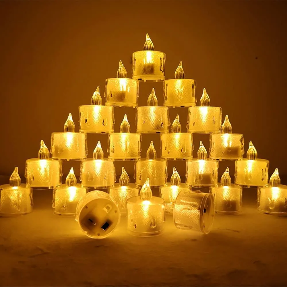 The Decor Affair 24 Pcs Flameless Electric Candles: Craft Unforgettable Evenings with The Mesmerizing Flicker of Tea Lights, Providing a Truly Realistic Candlelight