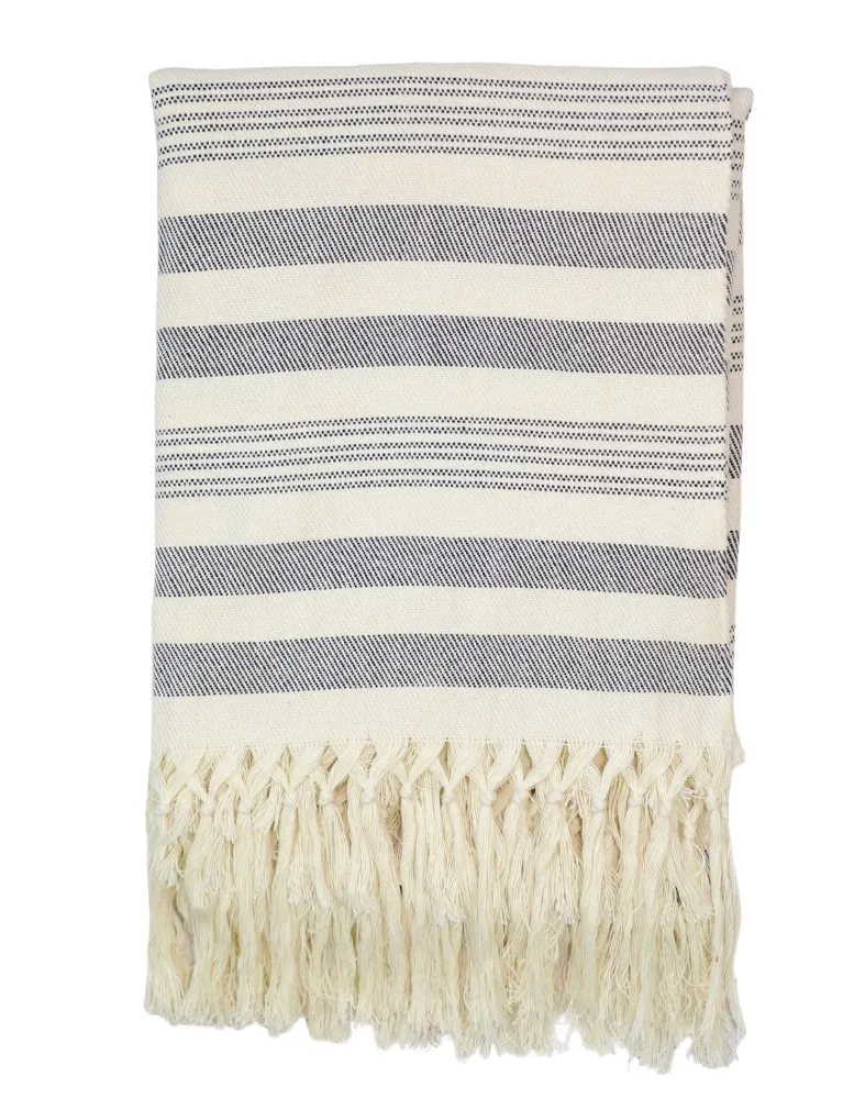 Throw Blanket in Charcoal Stripes