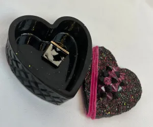 Trinket Keepsake Heart Dish - Black