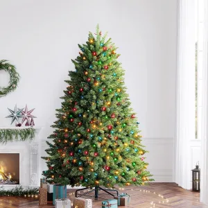 versatile 6ft Pre-Lit Spruce Christmas Tree with 500 Color Lights, Artificial Multi-Color Xmas Tree 7.5' 7.5'