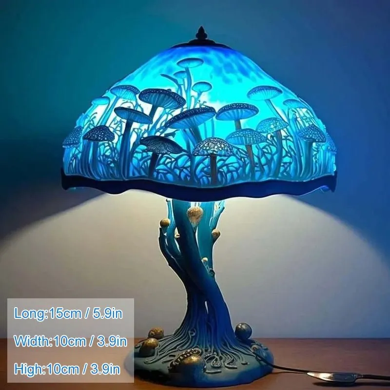 Vintage Stained Resin Mushroom Table Lamp