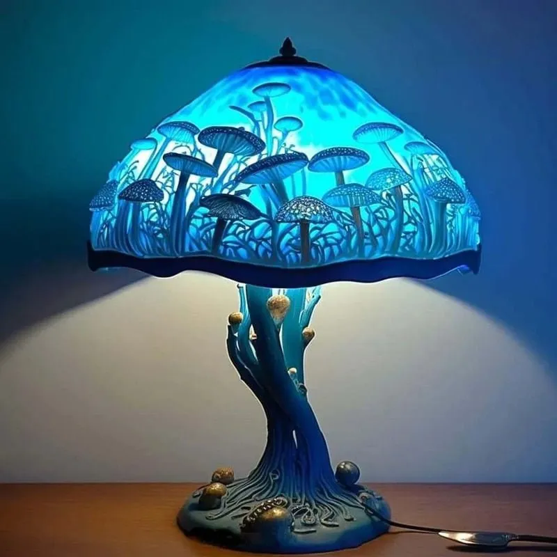 Vintage Stained Resin Mushroom Table Lamp